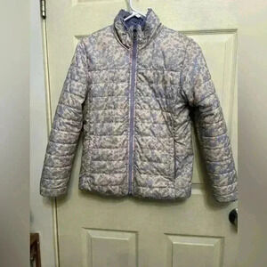 The North Face reversible jacket girls size 14/16 large lavender, floral pattern